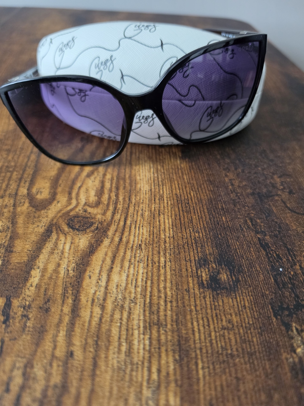 Guess Black Frame Purple Lens Women's Sunglasses